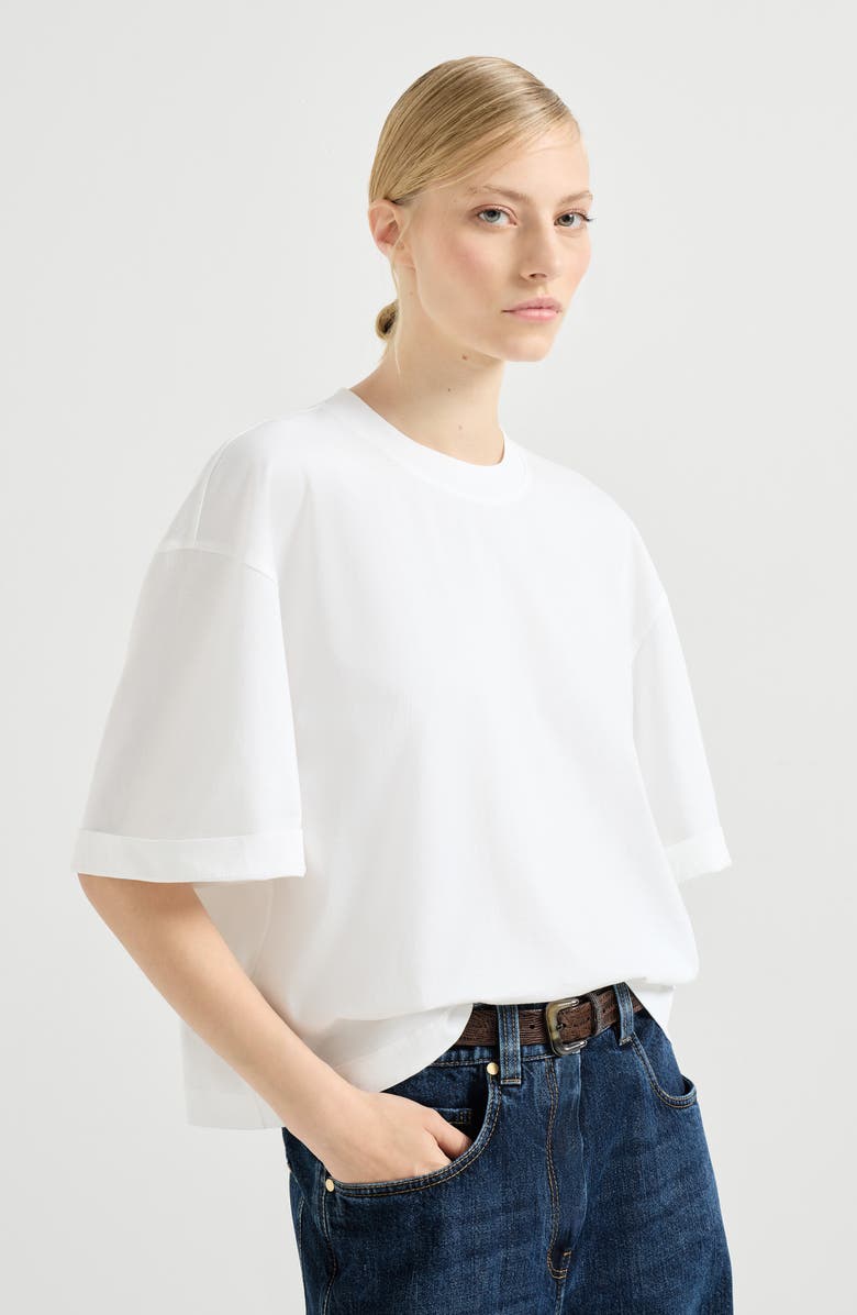 Brunello Cucinelli Cotton jersey T-shirt, Alternate, color, White