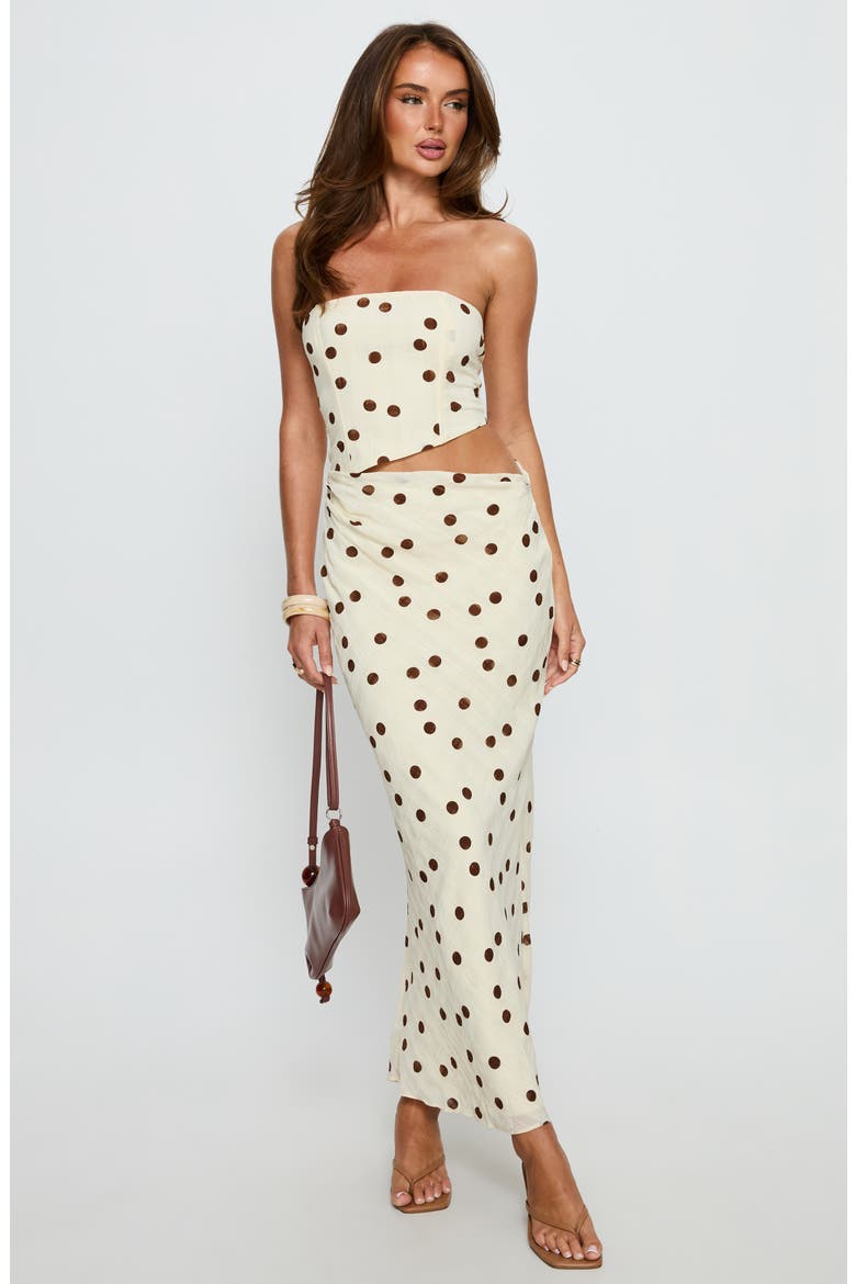 Jasira Strapless Polka Dot Maxi Dress, Alternate, color, CREAM POLKA DOT