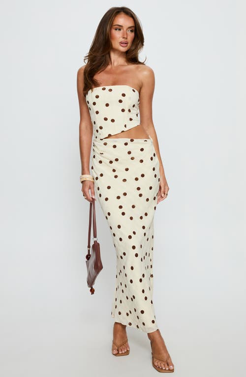 Princess Polly Jasira Strapless Polka Dot Maxi Dress In White