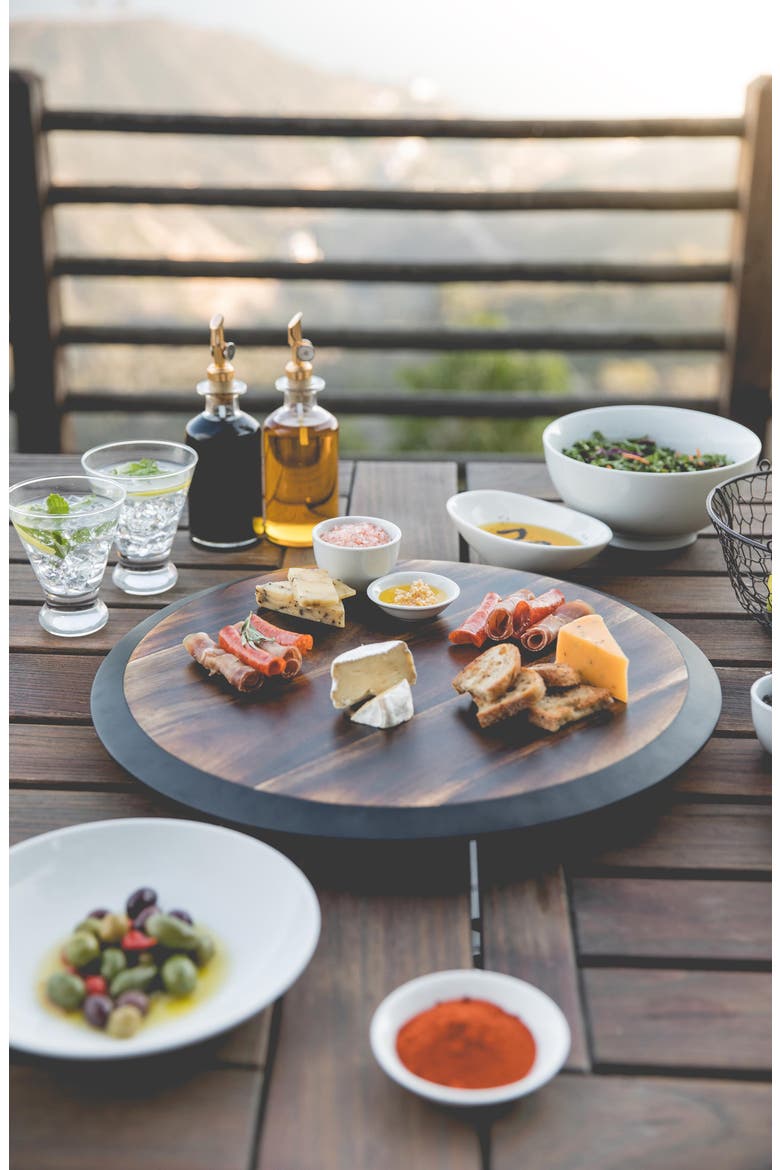TOSCANA Lazy Susan Serving Tray, Alternate, color, BROWN