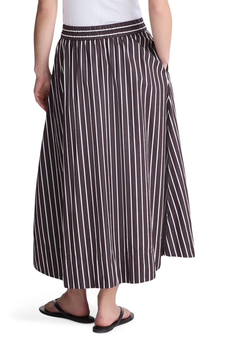 Stripe Cotton Poplin A-Line Midi Skirt, Alternate, color, CHOCOLATE PLUM
