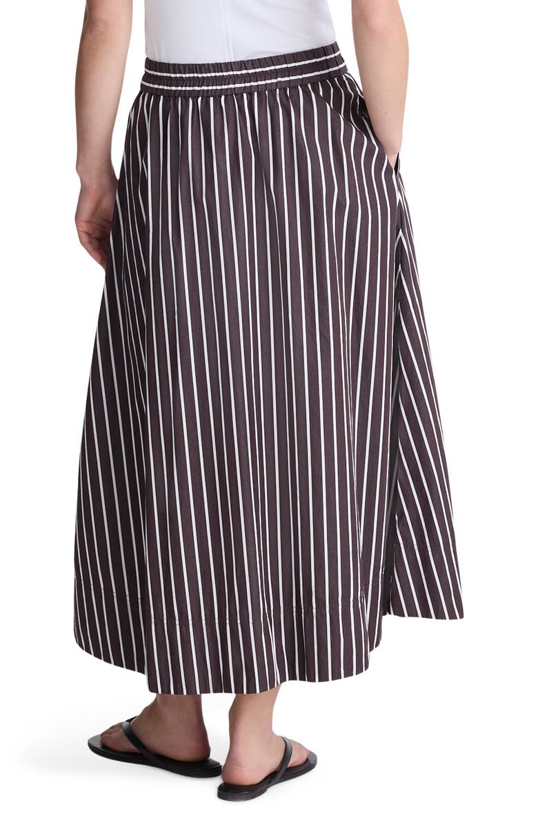 Madewell Stripe Cotton Poplin A-Line Midi Skirt, Alternate, color, Chocolate Plum