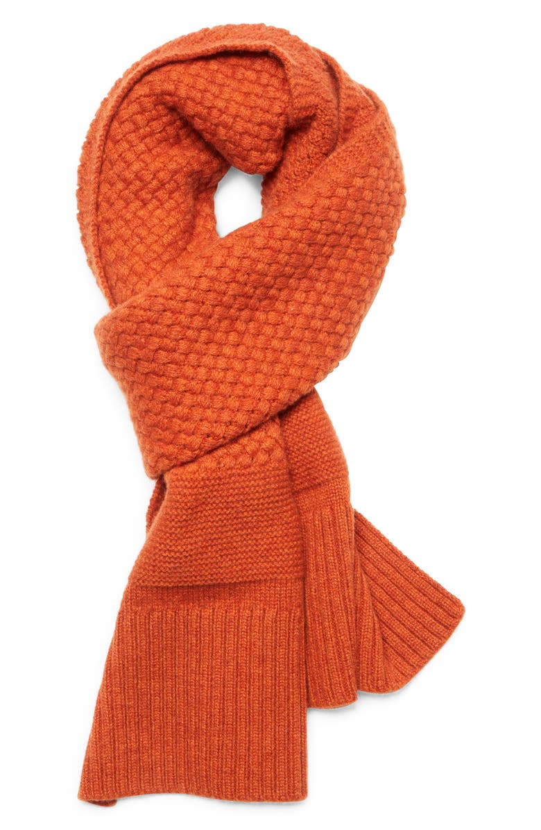 Double RL Recycled Cashmere Blend Scarf, Main, color, Orange Heather