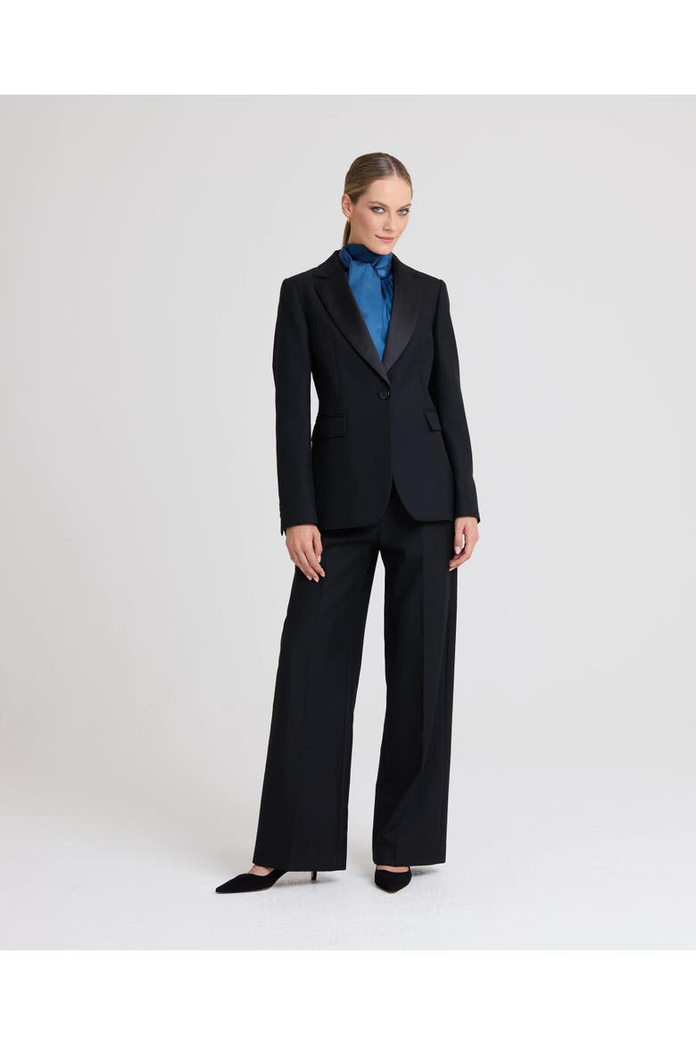 Jessica Satin Lapel Jacket, Alternate, color, Black Jacquard