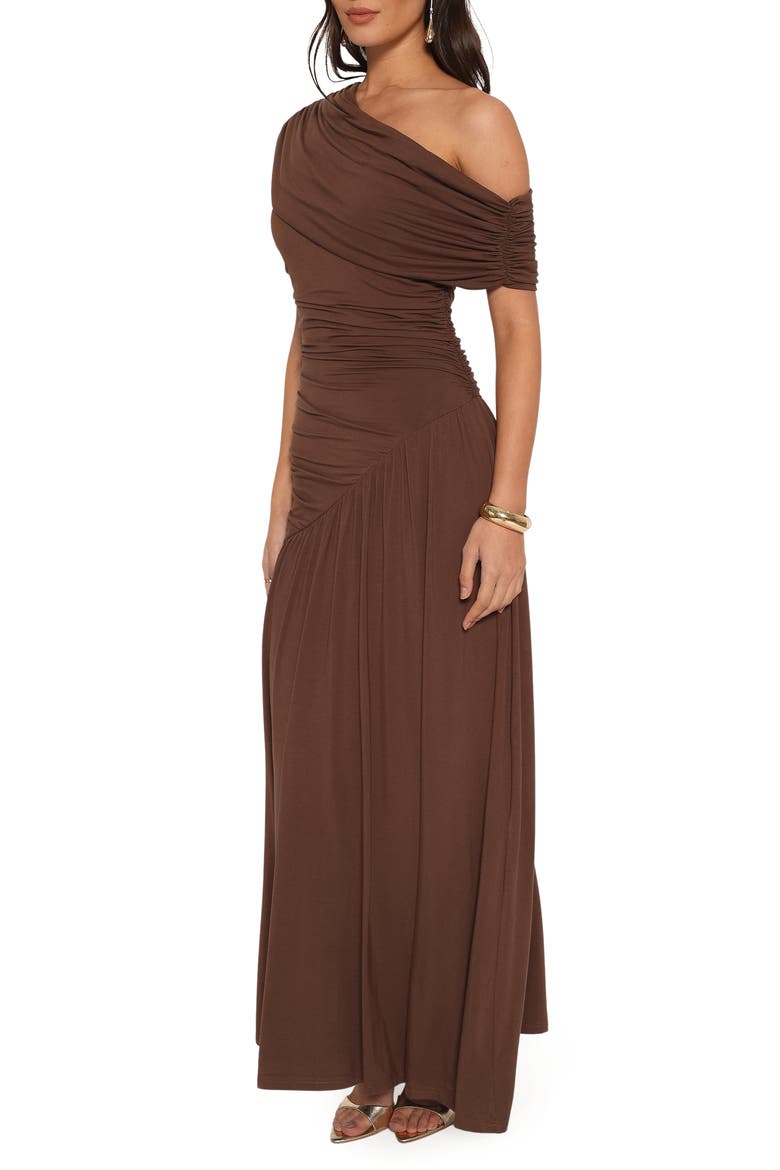 Sharmay Off the Shoulder Maxi Dress, Alternate, color, BROWN