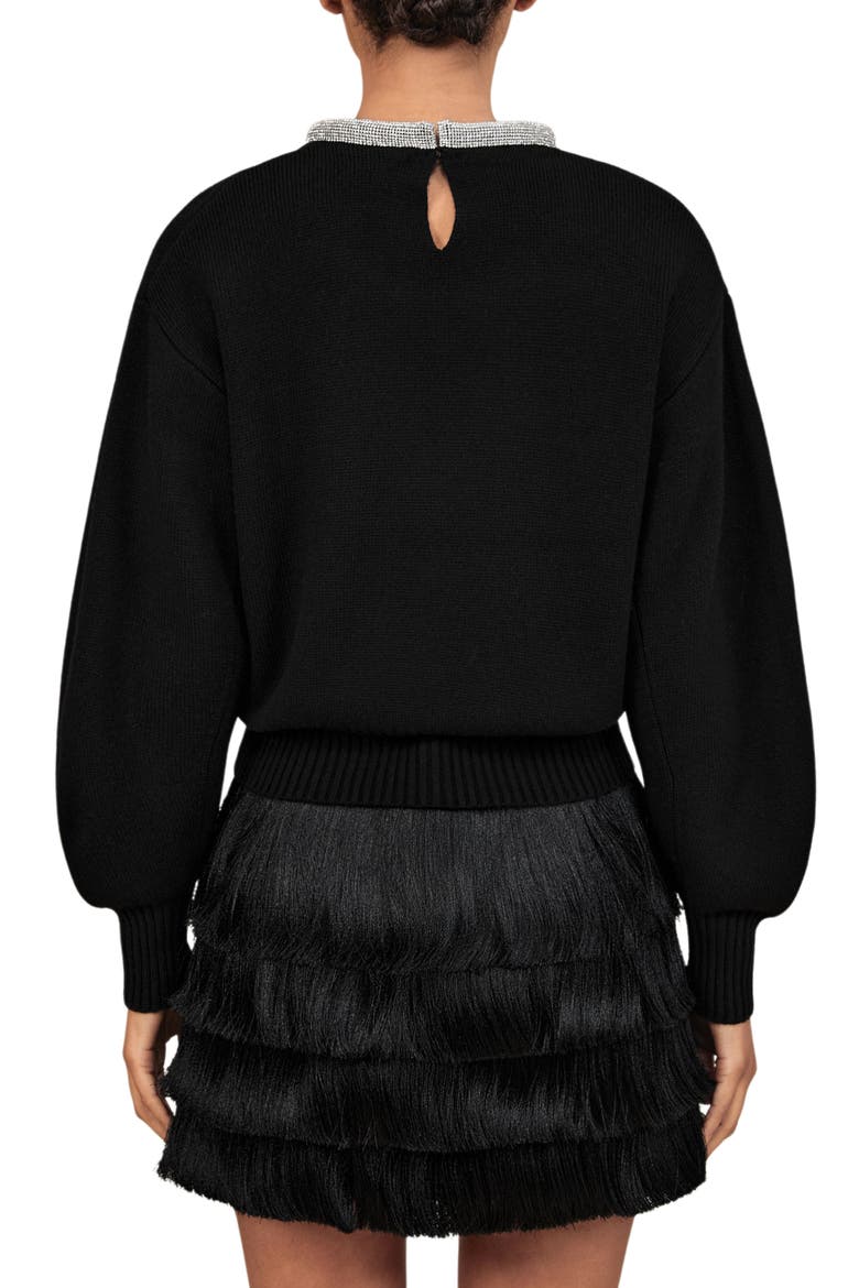 Crisse Rhinestone Neck Sweater, Alternate, color, BLACK