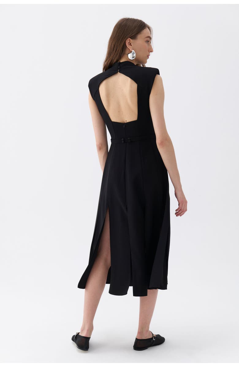 Nocturne Padded Shoulder Midi Dress, Alternate, color, 