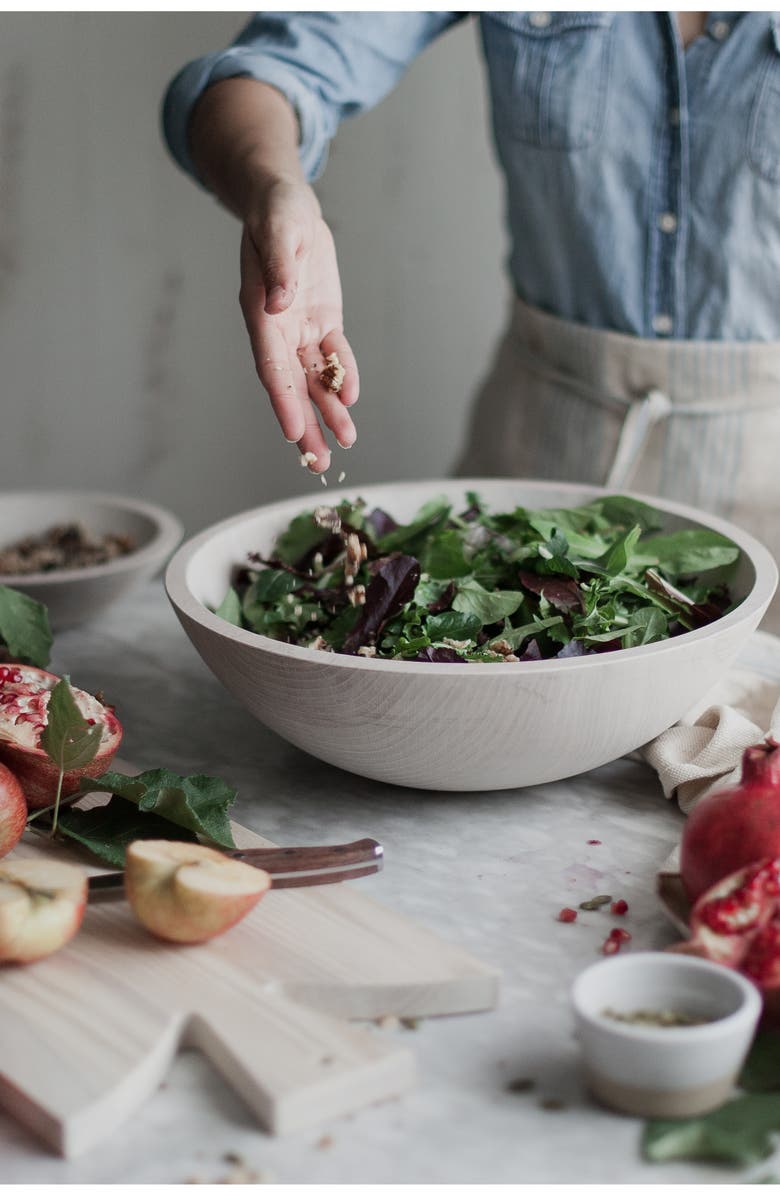 Farmhouse Pottery 15-Inch Crafted Wooden Bowl, Alternate, color, White