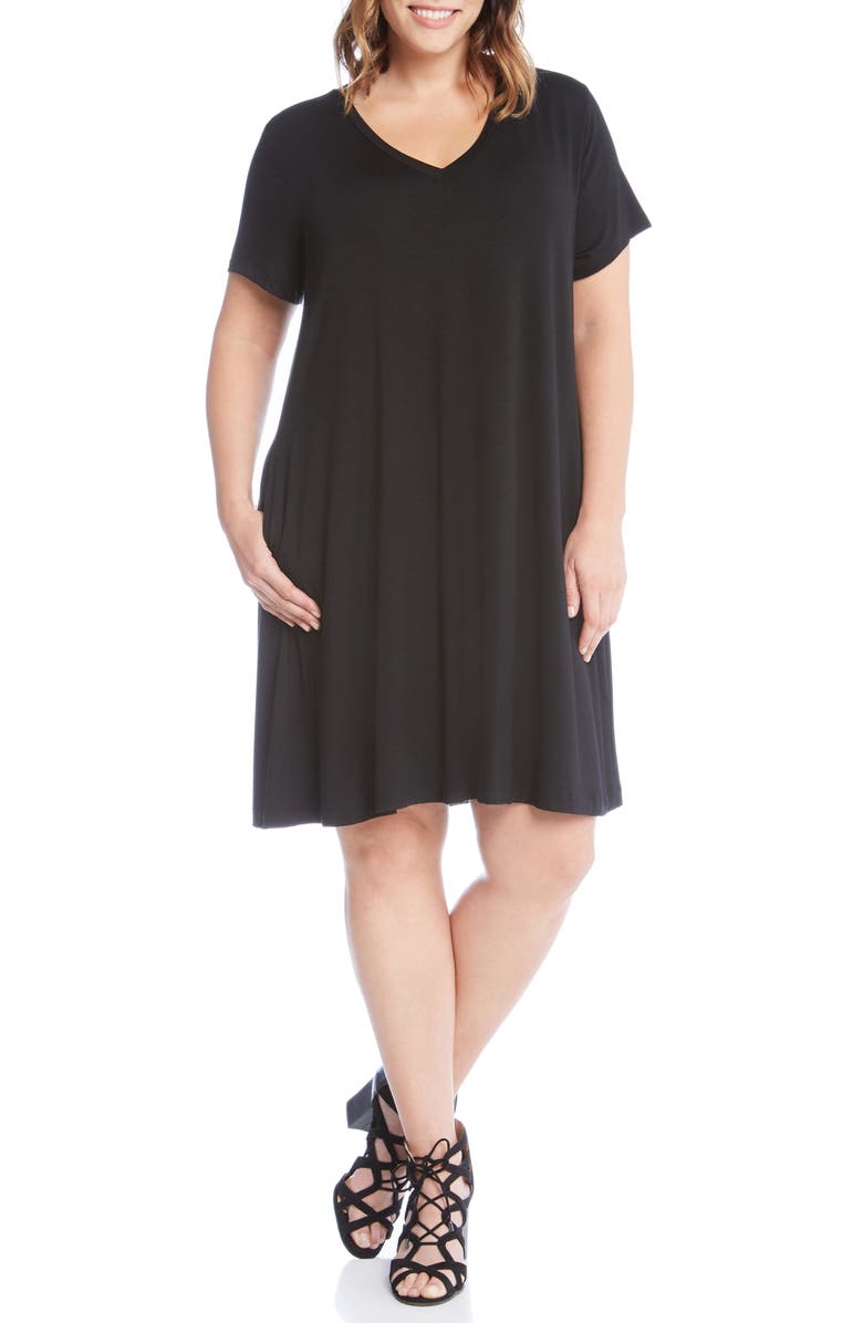 Karen Kane Quinn Pocket Shift Dress, Main, color, Black