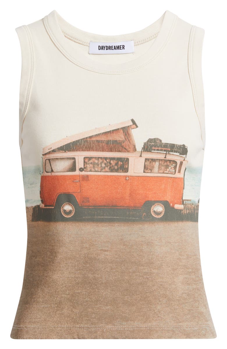 Daydreamer Beach Camper Cotton Graphic Tank, Alternate, color, Dirty White