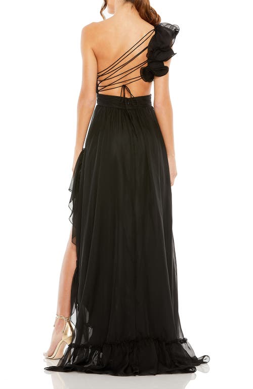 MAC DUGGAL MAC DUGGAL RUFFLED ONE SHOULDER ASYMMETRICAL GOWN 