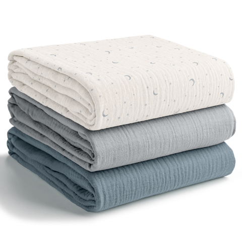 100% Cotton Muslin Swaddle Blankets Pack of 3