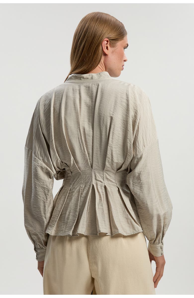 Karen Millen Pleated Detail Woven Jacket, Alternate, color, Stone