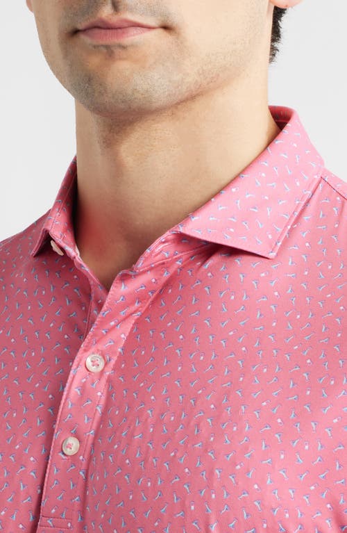 Johnnie-o Tini Dancer Martini Print Featherweight Performance Polo In Pink