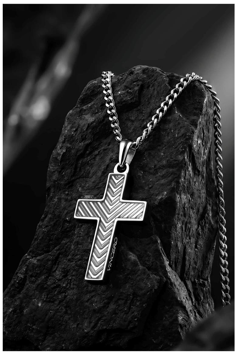 Cross Pendant Necklace, Alternate, color, SILVER