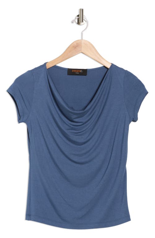 Renee C Solid Cowl Neck Cap Sleeve T-shirt In White