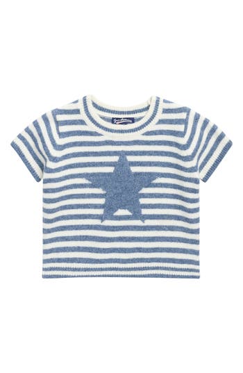 Freshman Kids' Stripe Star Short Sleeve Sweater In Blue