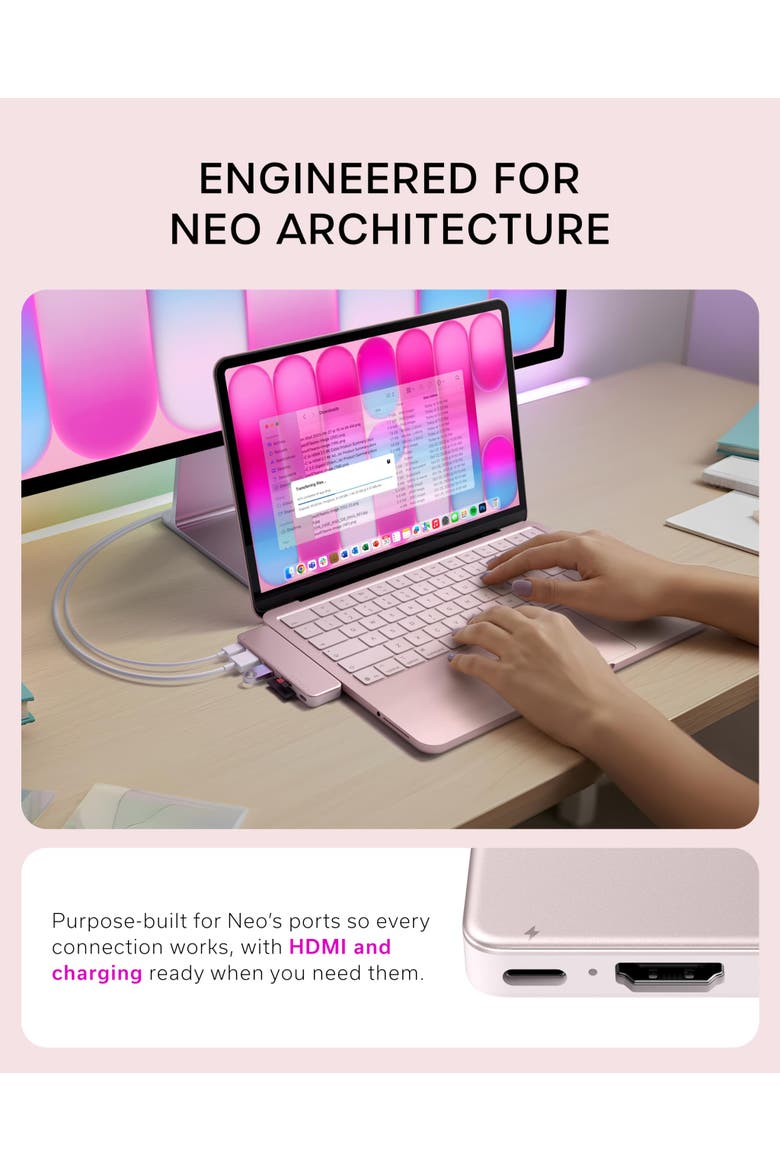 USB-C Snap Hub for MacBook Neo, Alternate, color, Blush