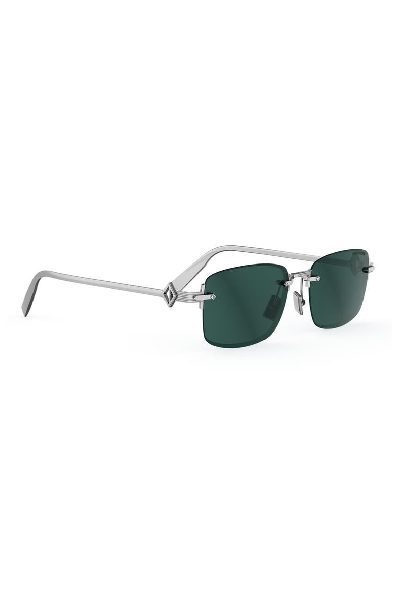 'CD Diamond S11U Rectangle Sunglasses, Alternate, color, SHINY PALLADIUM / BLUE
