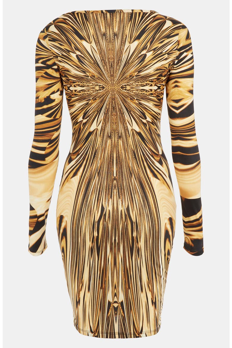 Liquid Print Body-Con Dress, Alternate, color, GOLD