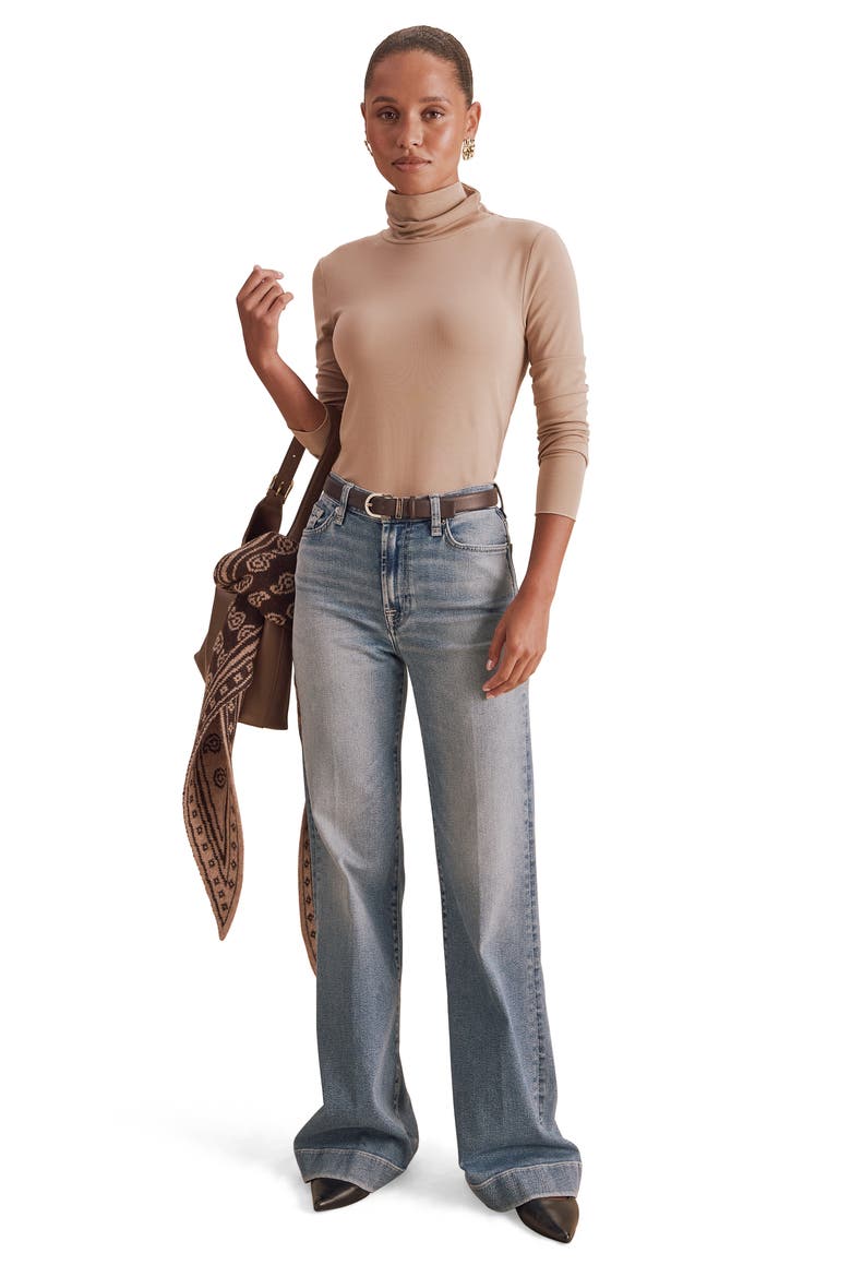 Stretch Modal Turtleneck Top, Alternate, color, PRALINE PINK