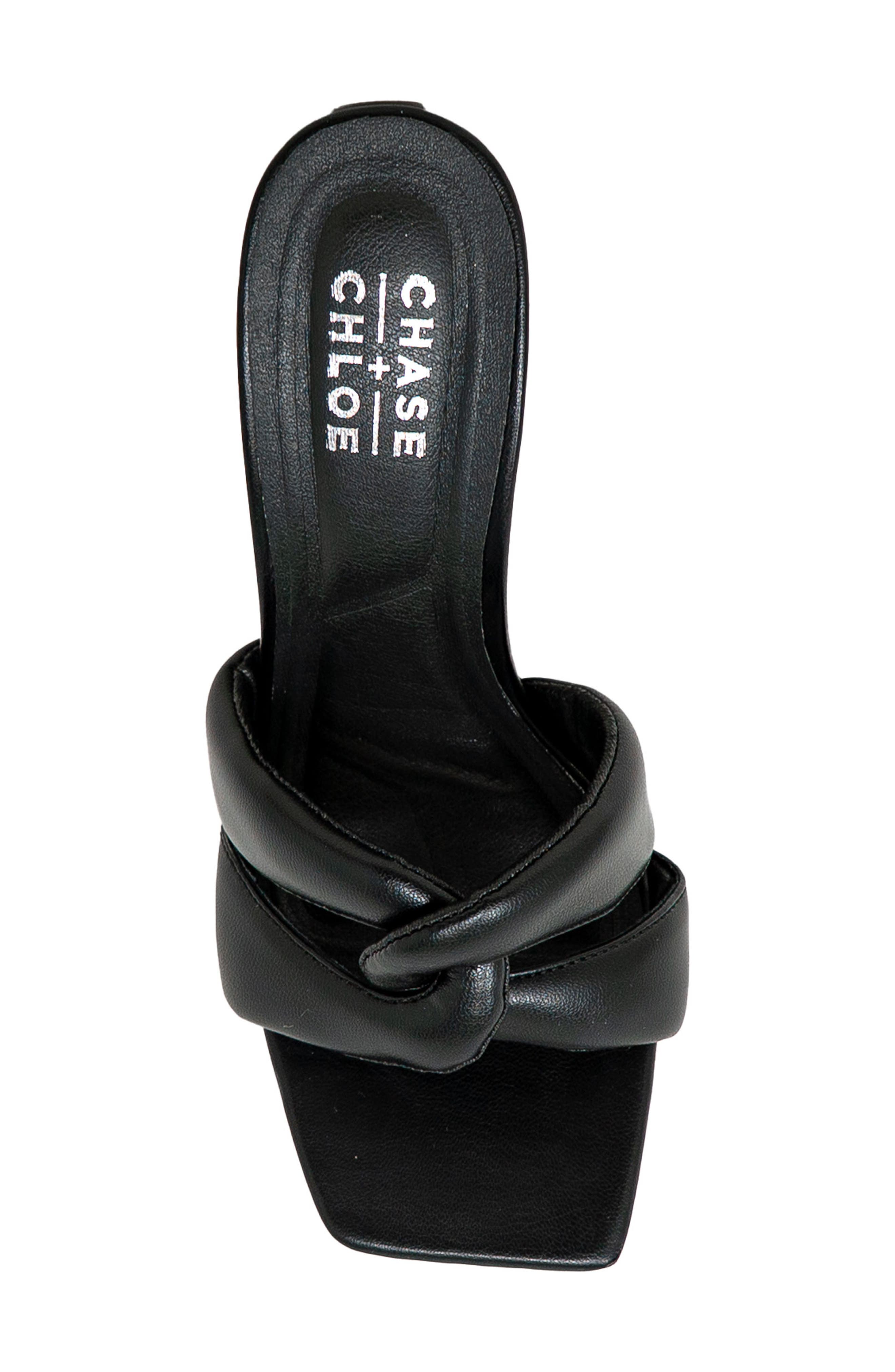 Knotted Slide Sandal, Alternate, color, BLACK PU