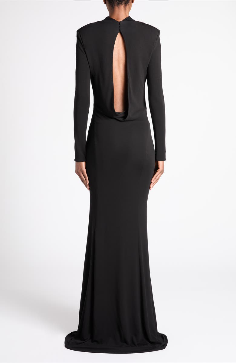 TOM FORD Long Sleeve Crepe Jersey Gown, Alternate, color, Black