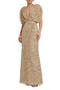 Draped Sleeve V Neck Gown