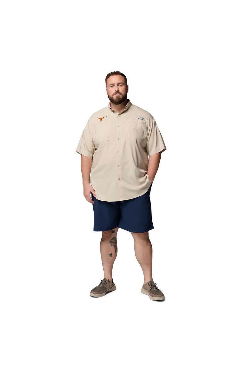 Columbia Men's Columbia Tan Texas Longhorns Big & Tall Collegiate Tamiami Omni-Shade Full-Button Shirt, Alternate, color, 