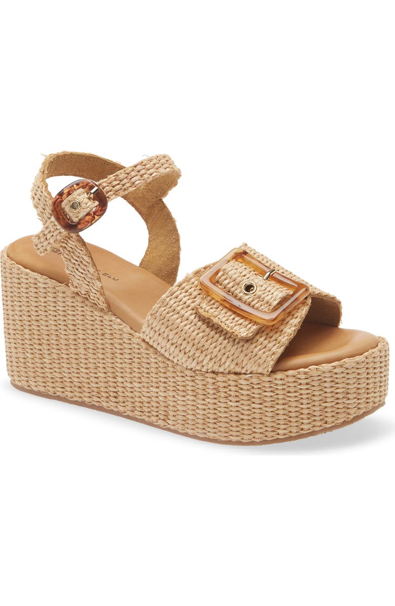 Chocolat Blu Jace Platform Wedge, Main, color, Natural Raffia