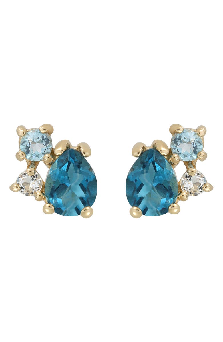 Bony Levy 14K Gold Color Stud Earrings, Main, color, 14K Yg - London Blue Topaz