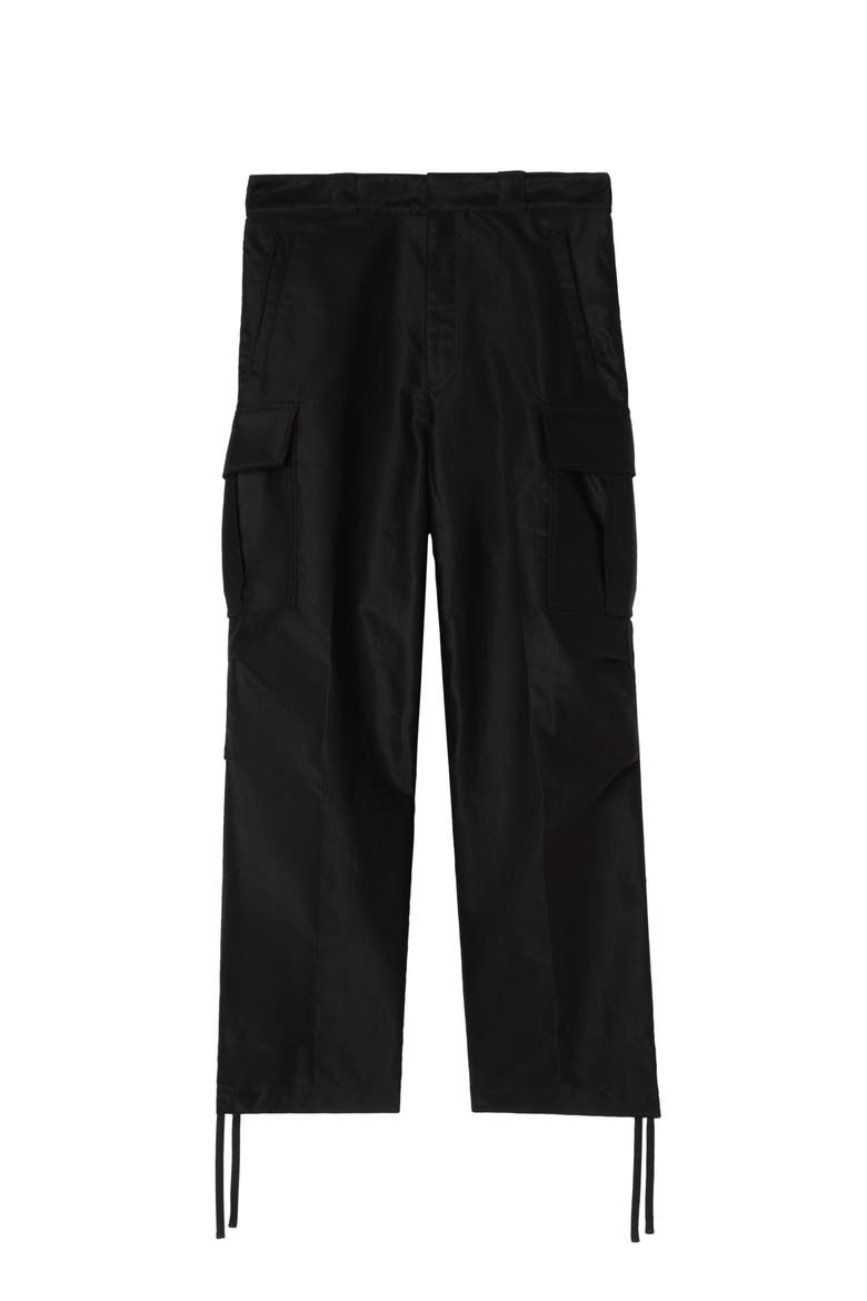 Cotton Sateen Cargo Trousers, Main, color, Black