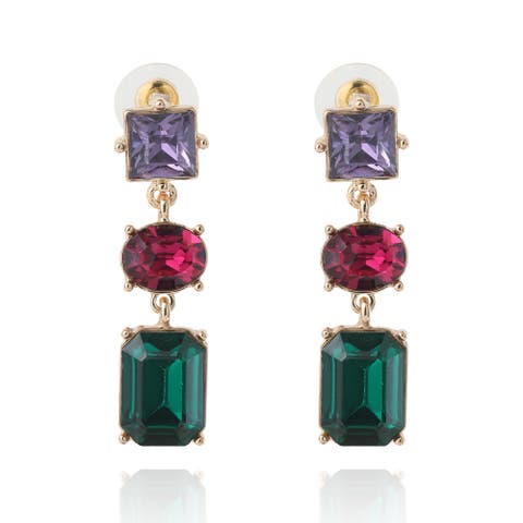Multi-Gem Drop Earrings