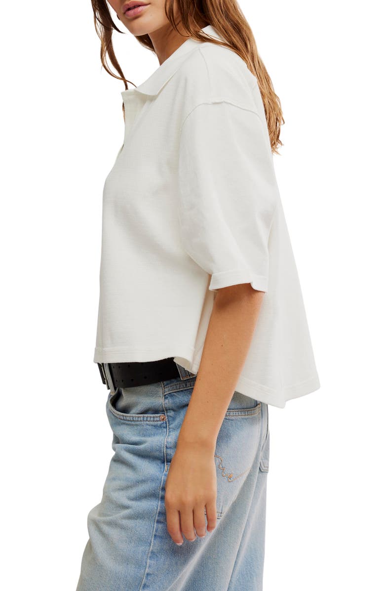 Free People Denmark Polo Top, Alternate, color, Clean Ivory