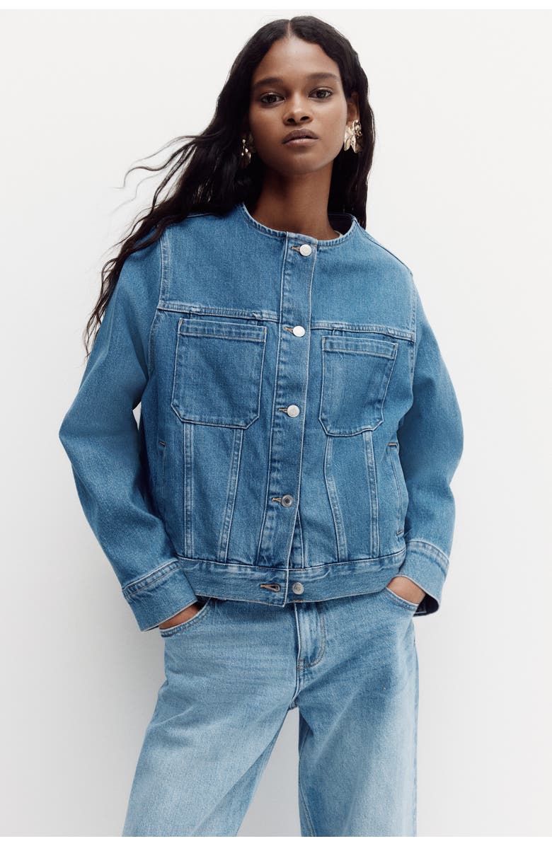 H&M Collarless Trucker Jacket, Alternate, color, 