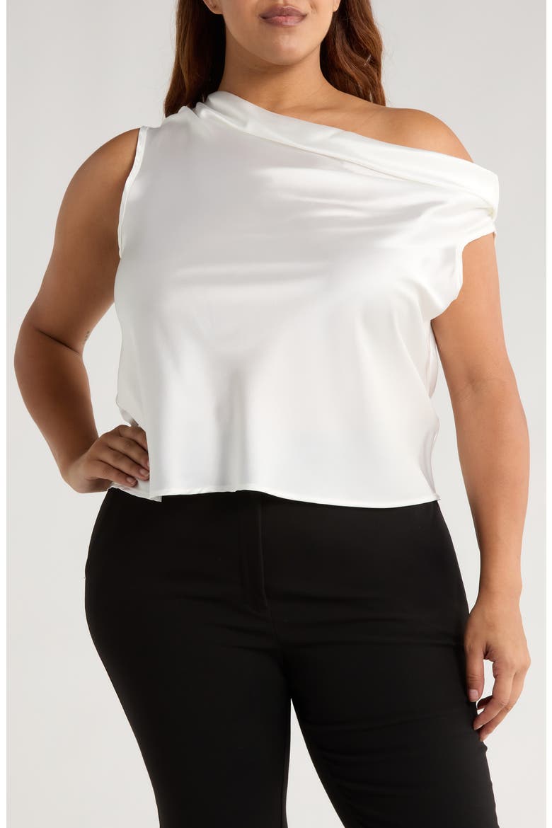 Cowl Off Shoulder Satin Top, Main, color, IVORY