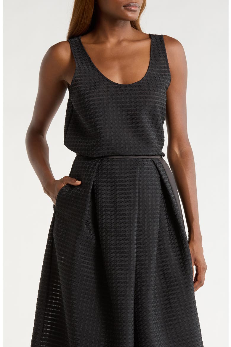 Vichy 3D Jacquard Crop Top, Main, color, SOLID BLACK