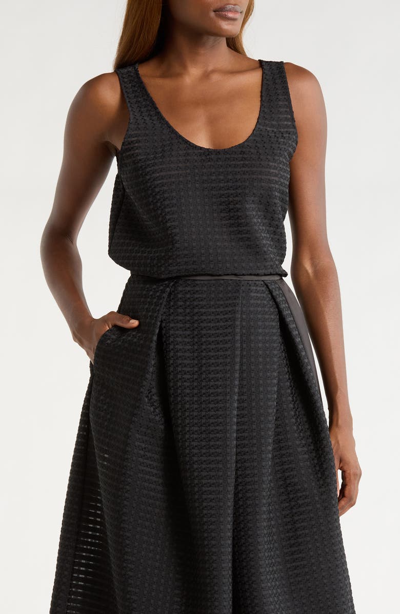 Emporio Armani Vichy 3D Jacquard Crop Top, Main, color, Solid Black