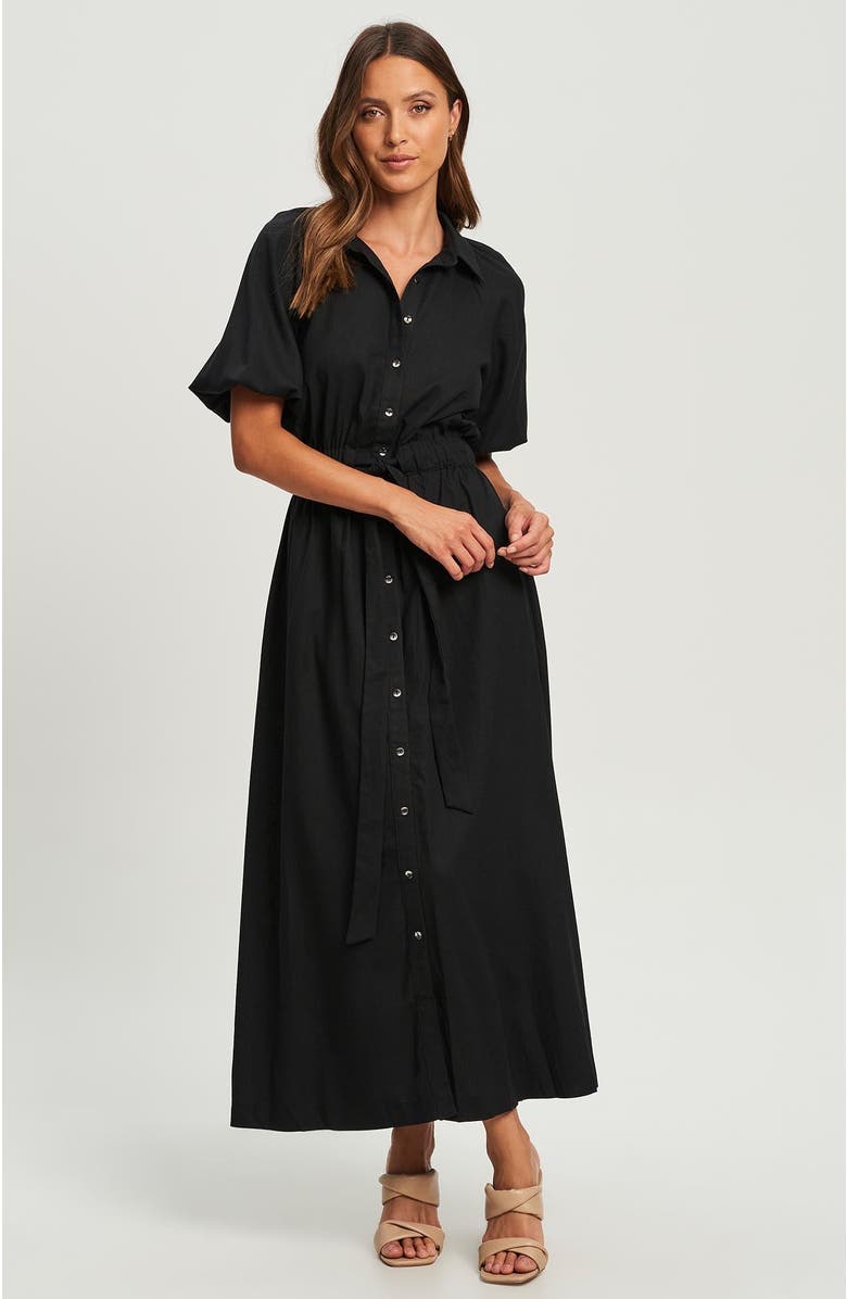 WILLA Orchid Shirt Dress, Alternate, color, Black