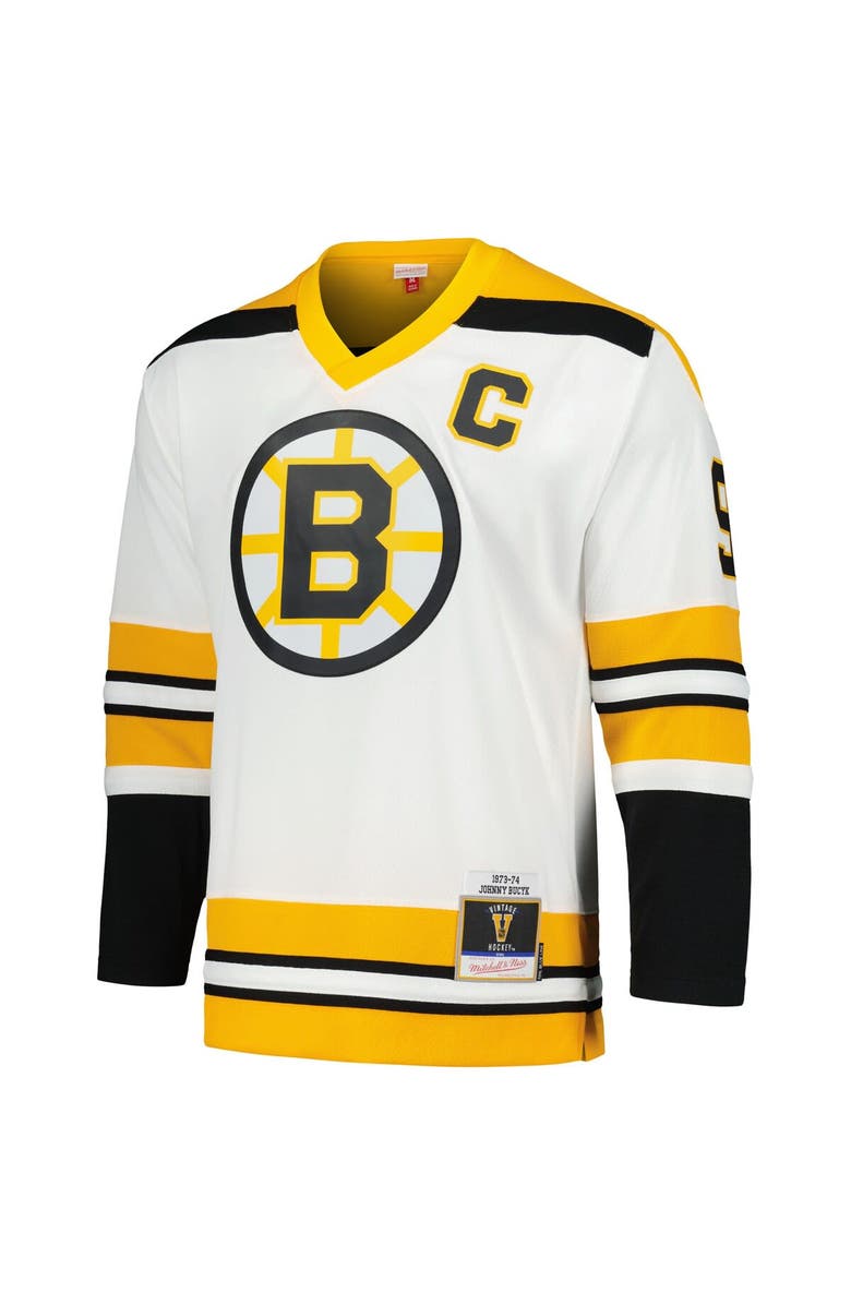 Mitchell & Ness Men's Mitchell & Ness Johnny Bucyk White Boston Bruins  1973/74 Blue Line Player Jersey, Alternate, color, 
