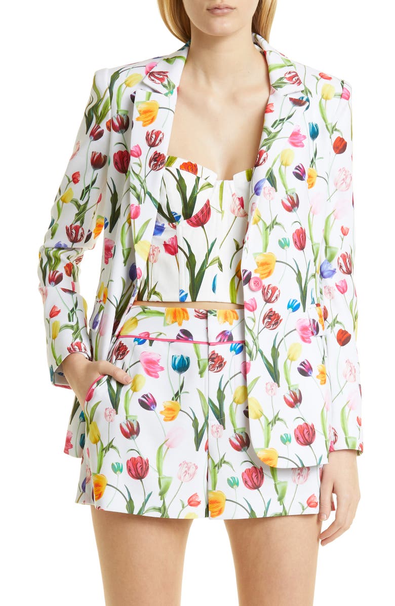 Alice + Olivia Macey Tulip Print Blazer, Main, color,