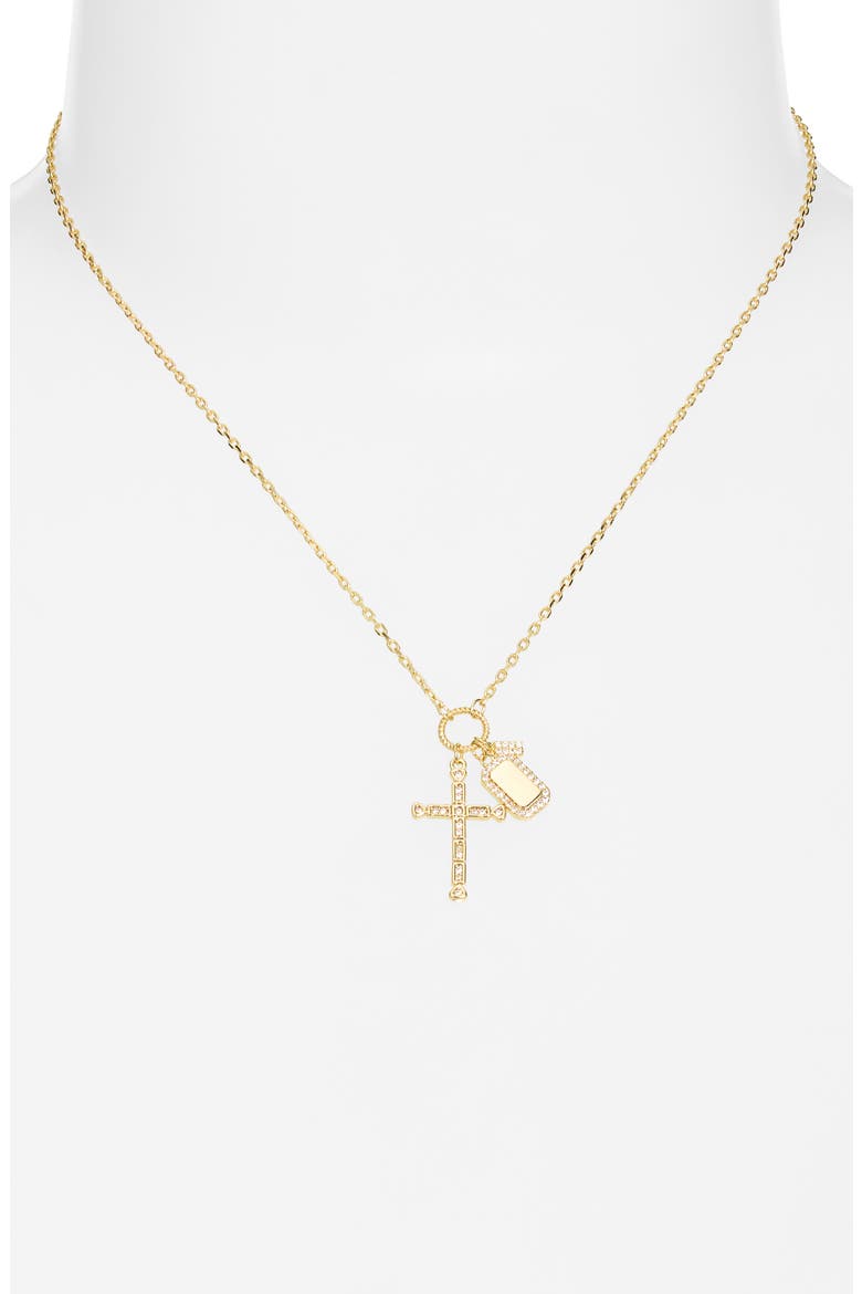 Gift Boxed Cubic Zirconia Cross Pendant Necklace, Alternate, color, CLEAR- GOLD