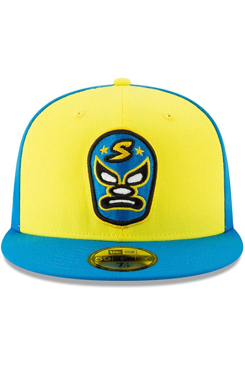 Men's New Era Yellow/Blue Sacramento Dorados Copa de la Diversion 59FIFTY Fitted Hat, Alternate, color, Yellow