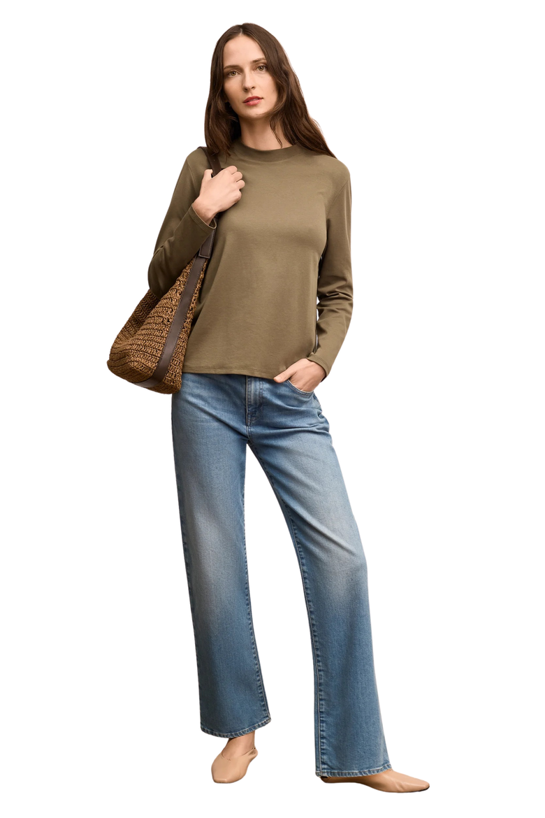 Raquel Organic Pima Cotton Long-Sleeve Tee, Main, color, Caraway
