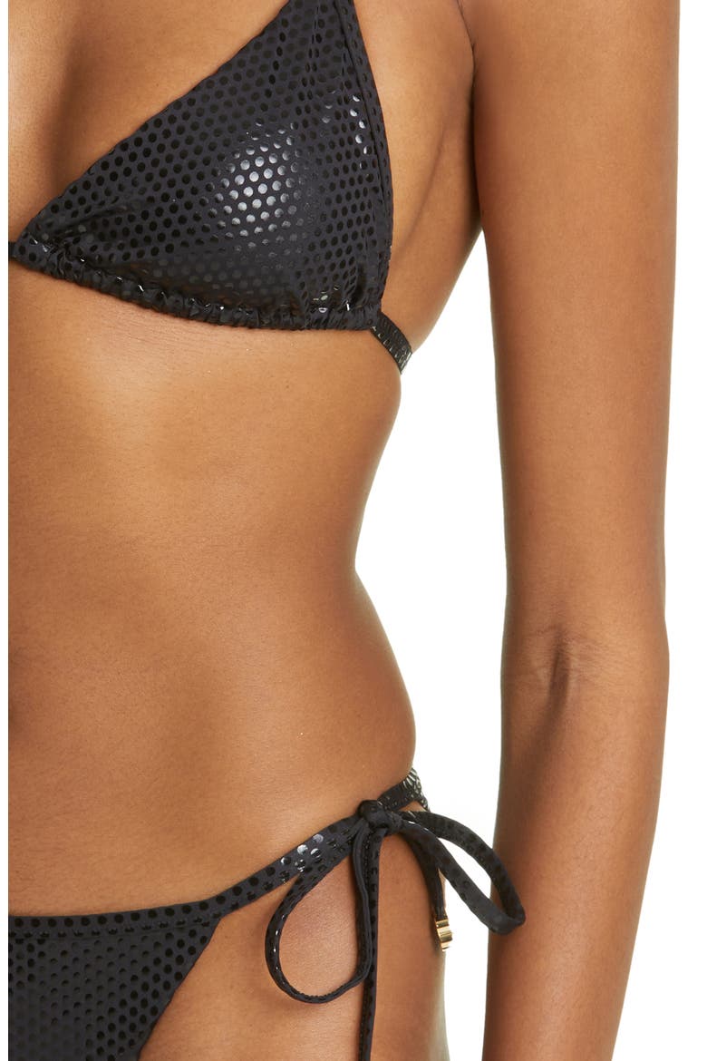 Paillette Two-Piece Triangle Swimsuit, Alternate, color, BLACK
