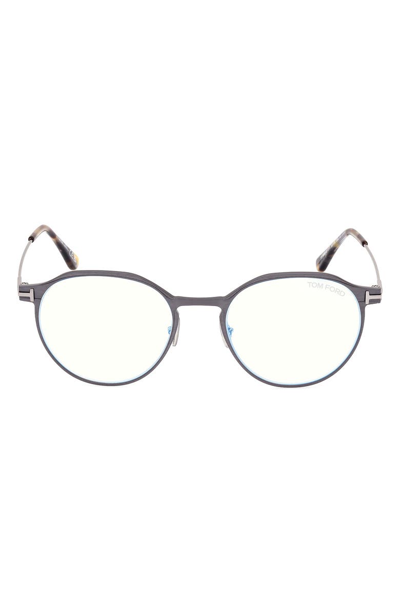 TOM FORD 52mm Round Blue Light Blocking Glasses, Main, color,