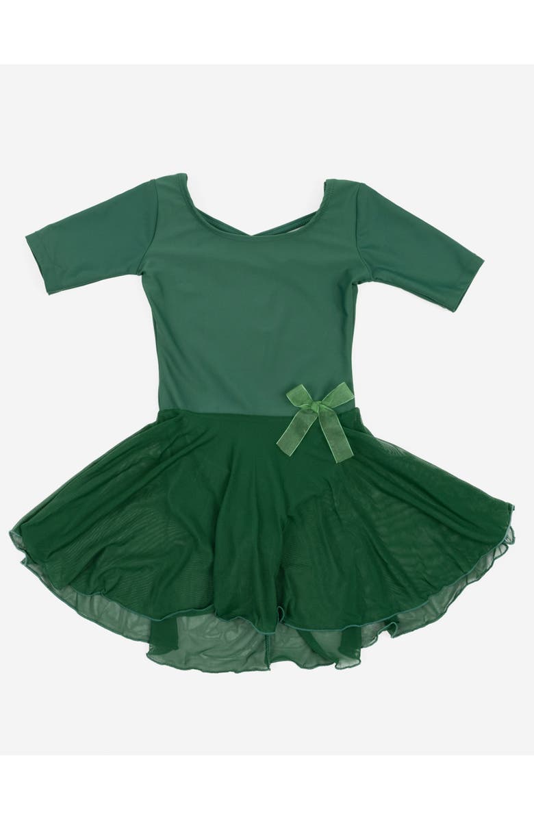 Leveret Girls Short Sleeve Skirted Leotard, Main, color, Uniform Green