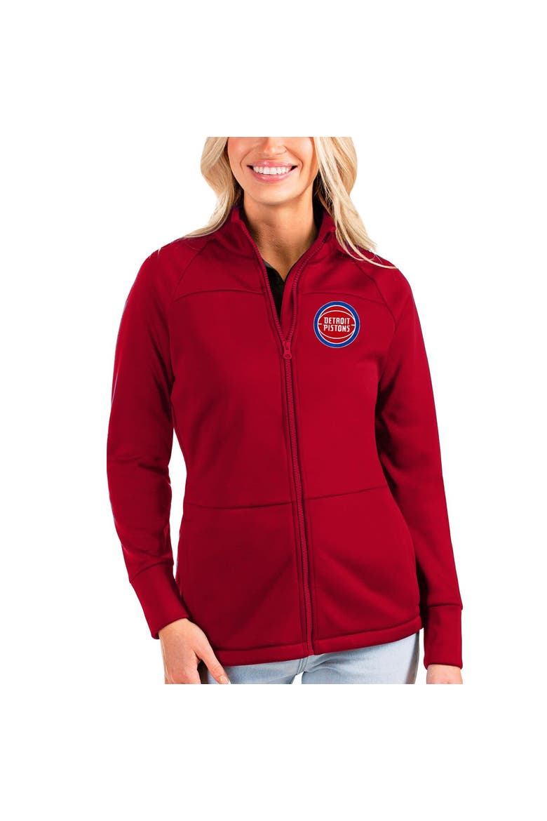 Women's Antigua Red Detroit Pistons Links Full-Zip Golf Jacket, Main, color, Red