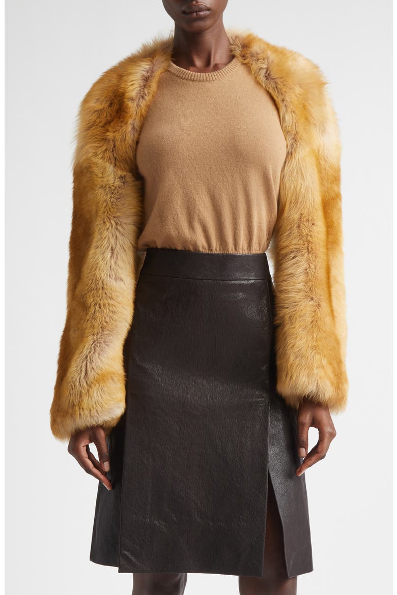 Genuine Shearling Bolero, Main, color, GOLD FOX