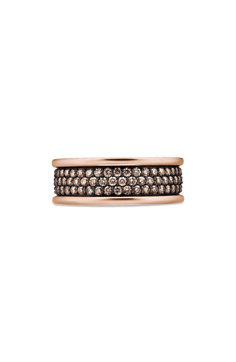 David Yurman Band Ring in 18K Yellow Gold with Black Titanium, Main, color, Rose Gold/ Cognac Diamond